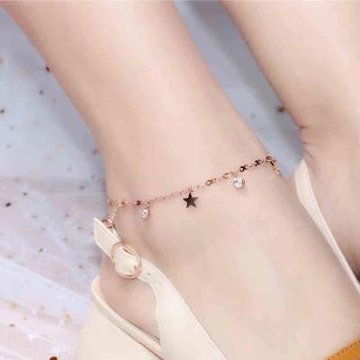 China FASHIONABLE Trendy Women's Chic Anklet Rose Gold Color Star Crystal Chain Anklet Chain for sale