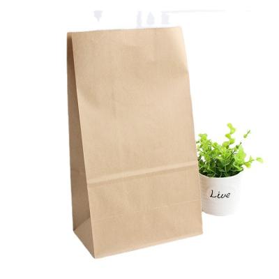 China Recycled Materials Low Price Brown Kraft Custom Food Packaging Flat Square Greaseproof Food Paper Bags Low Price Without Handle for sale