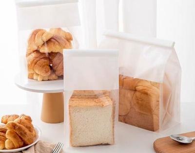 China Recycled Bread Tin Tie Tab Lock Toast Materials Bakery White Paper Bread Bags With Window for sale