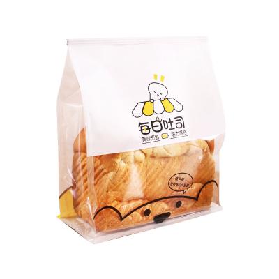 China Recycled Materials Toast Bread Flat Bottom Food Packaging Bag With Window White Food Grade Paper Etching Printing Food And Beverage Packaging for sale