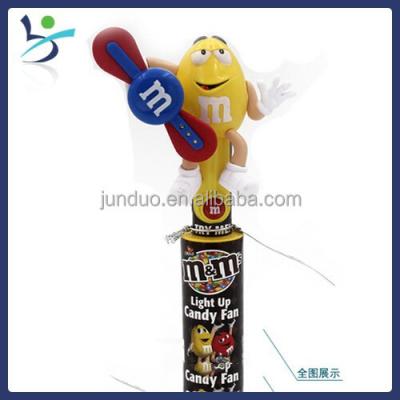 China Cartoon Toys M&M Chocolate Candy Fan With LED Flash Light Candy Toy Cartoon Figure for sale