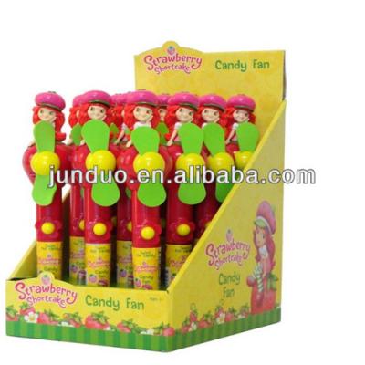 China Cartoon Toys Mini Strawberry Princess Candy Fan for sale