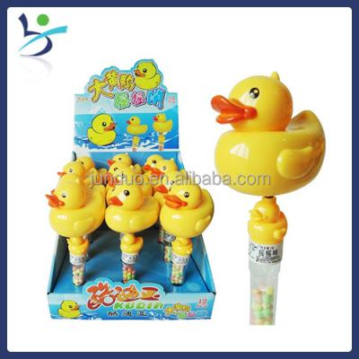 China Cartoon Toys Shaking Big Yellow Whistling Duck Candy Toy for sale