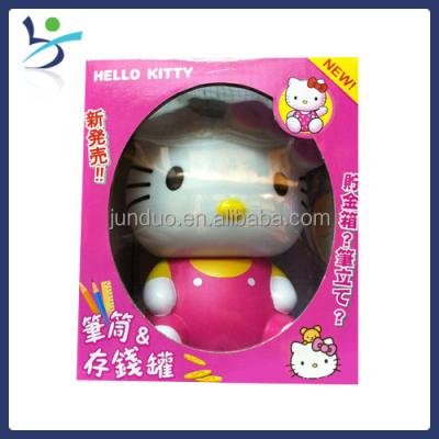 China Hello Kitty Coin Bank Plastic Pen Container Pencil Slime Candy Toy for sale