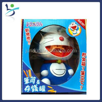 China Doraemon Plastic Coin Bank Pen Container Pencil Vase Candy Toy for sale