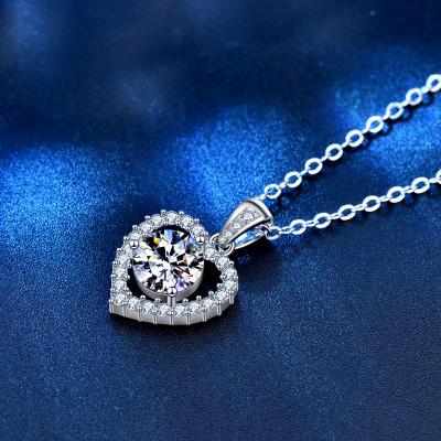 China TRENDY Mosan Diamond clavicle Pendant ins Bridal Accessories 925 sterling silver love necklace for women for sale