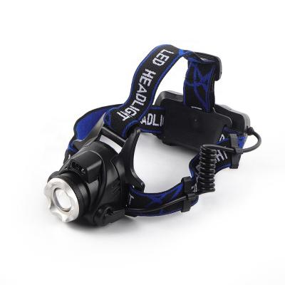 China Outdoor Activities Rechargeable Head Torch waterproof Headlamp T6 LED 18650 Flashlight Adjustable Zoom headlamp for Camping Fishing for sale