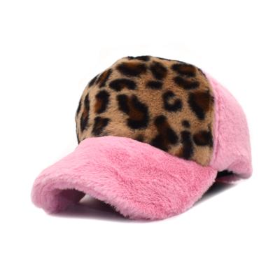 China Leopard Print COMMON Fashion Patchwork Baseball Cap Winter Sports Hat High Quality Women Men Hat for sale