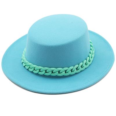 China Wholesale COMMON Fedora Hat Acrylic Necklace Woolen Jazz Top Hat Winter Flat Overflow Panama Hat High Quality for sale