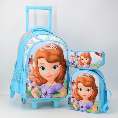 China Children Kids Rolling Backpacks Trolley Primary School Bag Set 3 In 1 With Lunch Bag Pencil Case Boys Girls Teens Multifunctional Backpack for sale