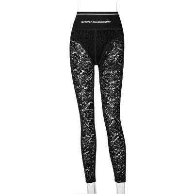 China 2022 new style breathable high quality sexy lace street casual trend with hollow women's fashion pants for sale