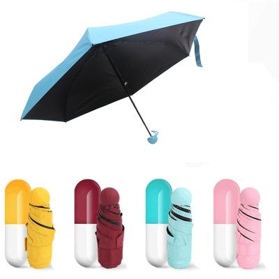 China Compact Umbrella With Cheap Paraguas Paraguas Parapluie Sombrillas 5 Times Capsule Rain Women Contract Mini Pocket Folding Promotional Custom Print Custom Gift Umbrella for sale