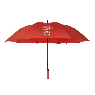 China Red Color Golf Promotional Gift Minimalist Advertising Large Straight Windproof Umbrellas With Logo Prints for sale