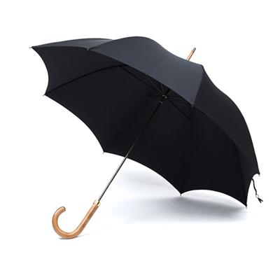 China Wholesale Luxury Classic Italian Curved Wooden Straight Handle Umbrella Super Water Resist Special Pongee for sale