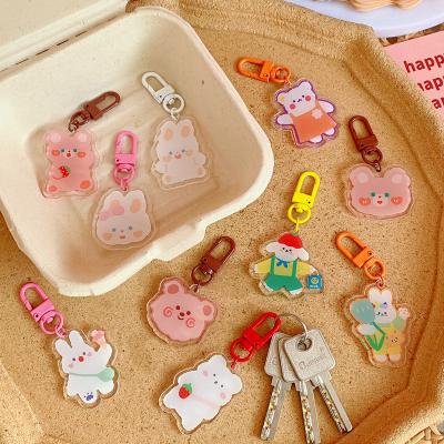 China Trendy Best-selling Cute Japanese Statistical Ins Style Jewelry Bag School Bear Love Acrylic Transparent Key Chain for sale