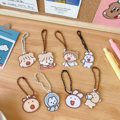 China Cute Best-selling Cute Japanese Bead Acrylic Pendant Chain Cute Ins Style Jewelry Bag School Bear Love Key Chain for sale