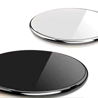 China New Trending 10W Smart QI Mobile Phone Mirror Charger 2021 Metal Simple Round Desktop Fast Charging Mobile Phone Wireless Charger for sale