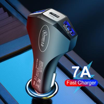 China New Car Charger Smart QC3.0 Car Charging 3usb Multi-functional Fast Charger 7A Private Car Model Fast Charger for sale