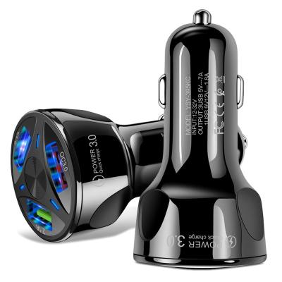 China Car tending products 2021 new arrivals qc3.0 fast car charge three usb car charger 3.1A one with three QC 3.0 car phone charger for sale