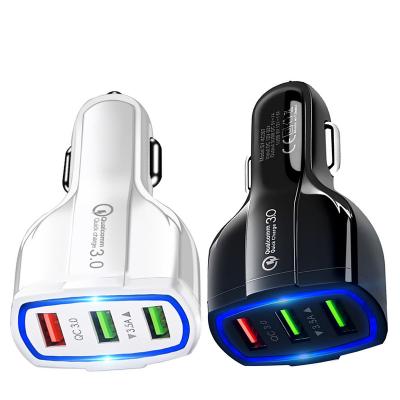 China Car tending 2021 products 2021 new arrivals 5V3.1A9v12v multifunctional car charger QC3.0 halo car mobile phone charger for sale