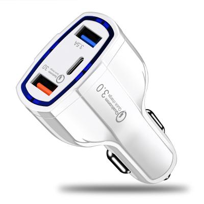 China Car Trending Dual Interface 5V9V12V QC3.0 Dual Interface 5V9V12V QC3.0 Car Charging Interface + Type-C USB Fast Charger for sale