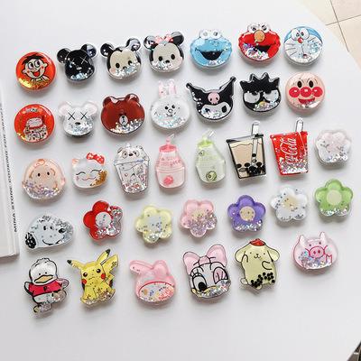 China [1PCS Customized Box]Adjustable Quicksand Eject Shiny Cartoon Free Custom Quicksand Waterproof Phone Stand Design Phone Holder for sale