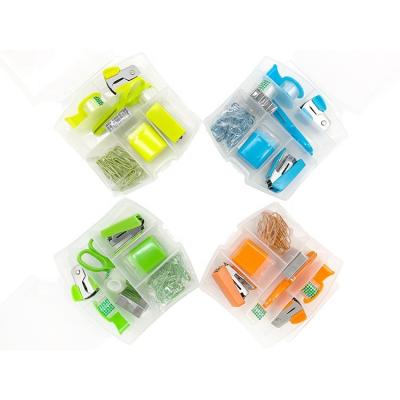 China Office Stationery Wholesale Stapler Set Office Stationery Wholesale Stapler Set 8 in 1 Set Multi Color Function Mini Plastic Box Stationery Gift for sale