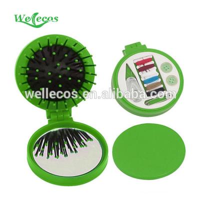 China Travel folding mirror with brush and sewing kit 6.1*6.1*2.5CM for sale