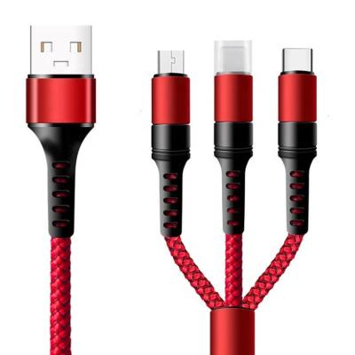 China Mobile phone for cell phones smart 3 in 1 cables usb charging type c cable fast charging 5a cable for iphone, android for sale