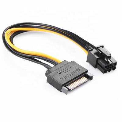 China COMPUTER 15 Pin SATA Male To 6 Pin Female PCI-E Graphics Video Card sata power cable for sale