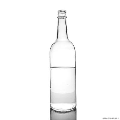 China Food Grade Transparent Vodka Spirit Glass Beverage Bottle 750ml 1000ml For Liquor for sale