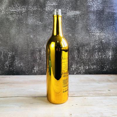 China Liquor Gold Vodka Bottle 750ml Alcohol Electroplating Whiskey Bottle For Liquor for sale