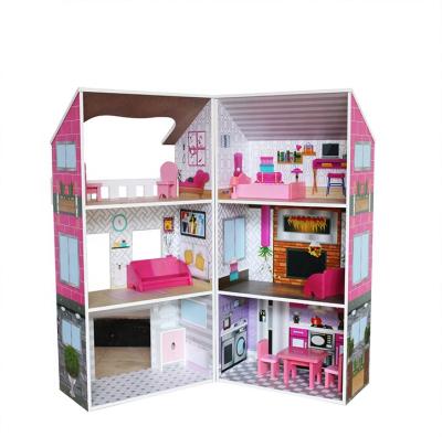 China New Design Doll House China Theater Doll House Children Girls Wooden Doll Room Large With Furniture for sale