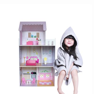 China Wooden Material MDF Dollhouse Eco - Friendly Toy Than A Large Dollhouse Miniature Dollhouse Ensambled for sale