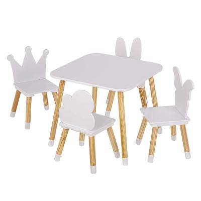 China New 2021 Color Matched Null Style Chairs Work Table Natural Kids Wood Table Chair Set for sale