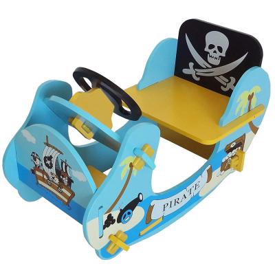 China Ride On Toy Easy Assembly Premium Wooden Pirate Theme Rocking Chair Boat Baby Rocking Horses Wooden Kids for sale