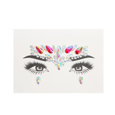 China Women's Rainbow Gem Crystal Tattoo Sticker Face And Body Jewelry Temporary Fake Stone Sticker for sale