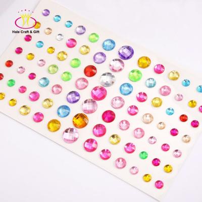 China Newest Decorative Sticker Craft Decoration Round Shape Crystal Rhinestone Acrylic Gems Bling Self Adhesive Sheet Sticker for sale