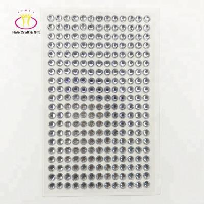 China Decorative Welfare and Charming Clear Car Diamond Jewel Sticker Decal 6mm Crystal Self Adhesive Rhinestone Sheet for sale