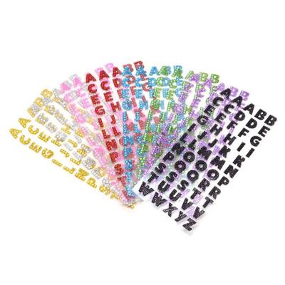 China Custom Decorative Sticker Color Crystal Letter Rhinestone Glitter Gem Alphabet Stickers for sale