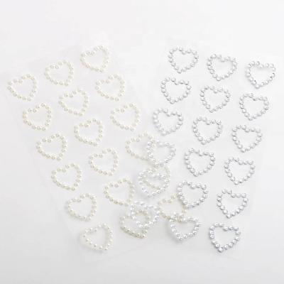 China Decorative Self Adhesive Acrylic Sticker 2mm Gems Heart Shape Pearl Rhinestone Sticker for sale