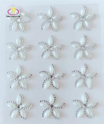 China Fine Rhinestone Rhinestone Diamond Art Pearl 3D Flower Stickers Decoration Decorative Sticker for sale