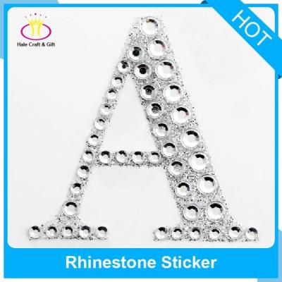 China Decorative Faux Stone ABC Crystal Large Alphabet Letter Gemstone Diamond Stickers Decal With Sticker Glitter for sale