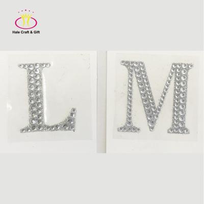 China DIY Decorative Sticker Wholesale Craft Letters Alphabet Glitter Rhinestone Self Adhesive Sticker for sale