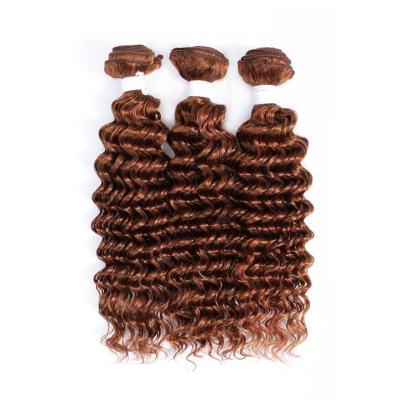 China #30 Medium Auburn Deep Wave Remy Human Hair Bundles Sew In Weave Bundles Brazilian Bundle Deals for sale