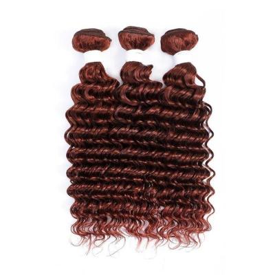 China #33 Dark Auburn Deep Wave Remy Human Hair Bundles Sew In Weave Bundles Brazilian Bundle Deals for sale