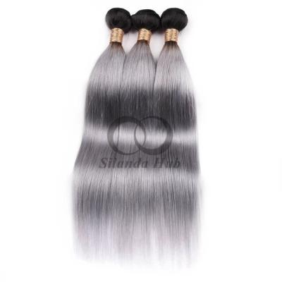 China #T1B/Grey Straight Remy Bündel de cabello humano Cosido en tejido Bündel Brasileño Bündel ofertas en venta