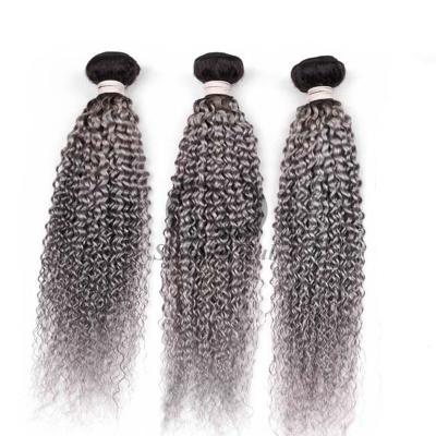 China #T1B/Grey Kinky Curly Remy Hacienda de Cabello Humano Cosido en Tejido Hacienda de Hacienda Brasileña en venta