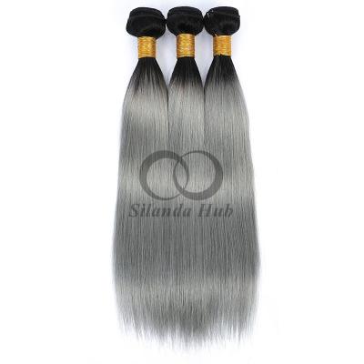 China #T1B/Grey Straight Remy Bündel de cabello humano Cosido en tejido Bündel Brasileño Bündel ofertas en venta