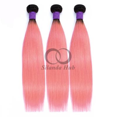 China #T1B/Pink Straight Remy Human Hair Bundles Sew In Weave Bundles Brazilian Bundle Deals for sale